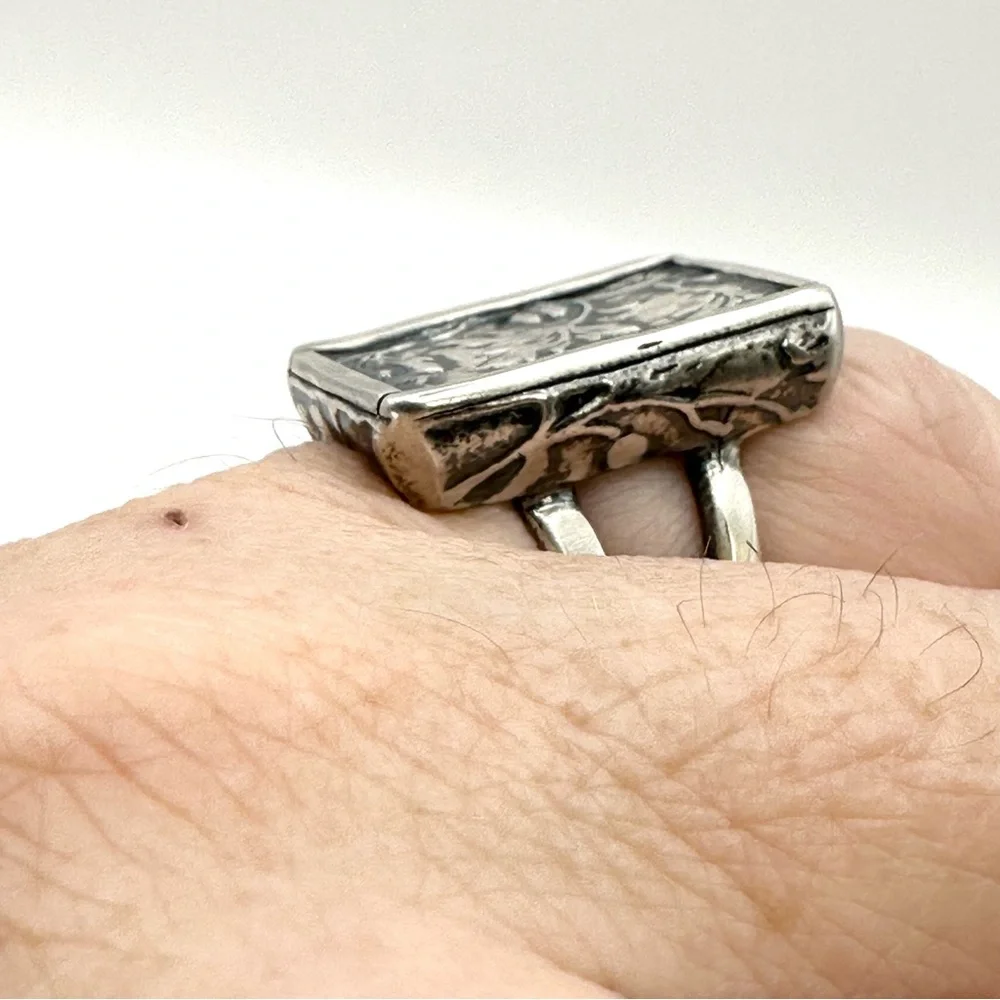 Silpada Retired R1839 925 Sterling Silver Floral Leaf Vine Rectangular Ring 7